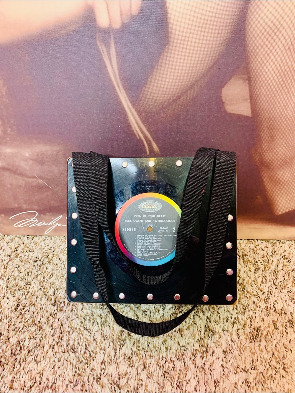 OOAK Vintage Vinyl Record Tote Bag with Rainbow Label